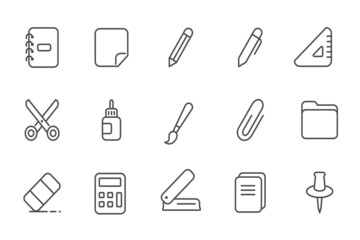 Stationery icon set, vector illustration