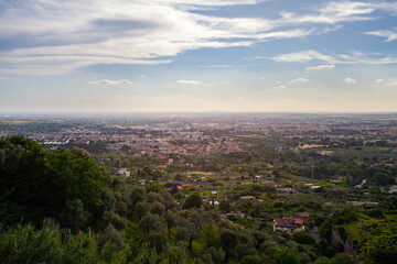 Landscape of the Lazio countryside seen from Villa d'Este, Tivoli, province of Rome