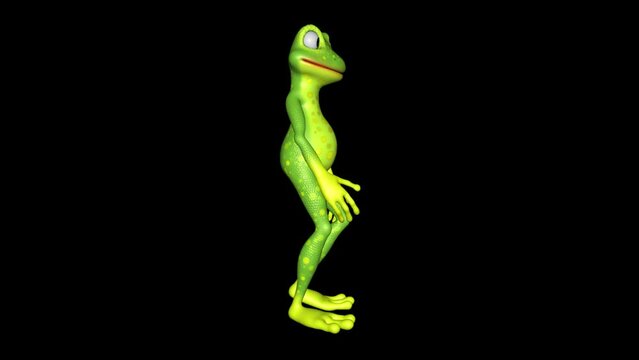 Frog Walking Side 3d Character Looped Video Alpha Channel