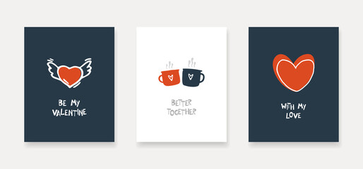 Happy Valentine's Day greeting cards with lettering. Suitable for social media posts and banner design