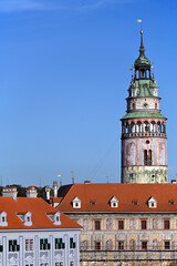 Castle tower in Cesky Krumlov landmark Czech republic