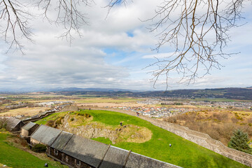 High angle view of the cityscape from Stirling Castle