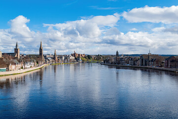 Fototapeta premium Sunny view of the beautiful Inverness cityscape