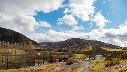 Sunny view of rural landscape