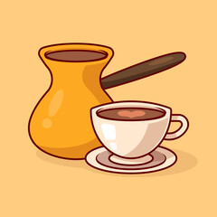 cup of coffee, copper cezve, Turkish coffee