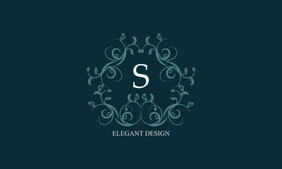 Fototapeta premium Exquisite logo with initials S. Exclusive monogram for restaurants, clubs, boutiques, cafes, hotel cards. Business style and brand of the company.