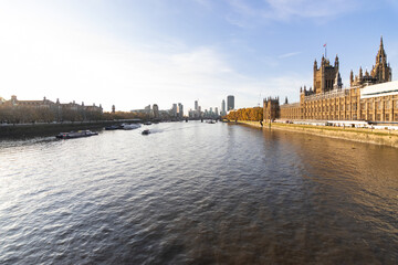 View of the Houses of Parliament in Westminster and the Big Ben tower