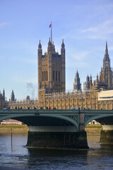 Fototapeta na wymiar View of the Houses of Parliament in Westminster and the Big Ben tower
