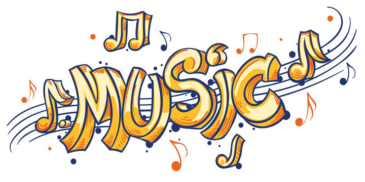 Music - funky drawn musical decorative graffiti