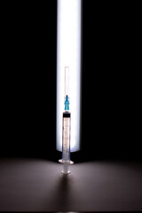 one syringe 3 ml backlit vertically