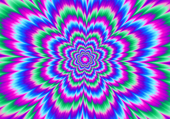 Pulsing colorful flower. Motion illusion.