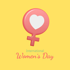 Women's symbol for International Women's Day isolated on a yellow background.