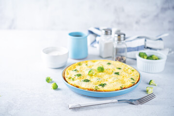Broccoli Frittata in a plate with sauce