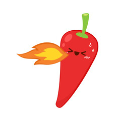 Chili character design. Hot Chili on white background. Red Chili cartoon.
