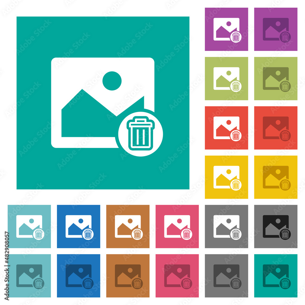 Poster delete image square flat multi colored icons