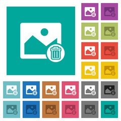 Delete image square flat multi colored icons