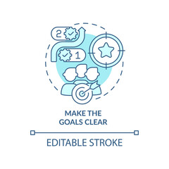Make goals clear turquoise concept icon. Creating future career path abstract idea thin line illustration. Career dreams. Isolated outline drawing. Editable stroke. Arial, Myriad Pro-Bold fonts used