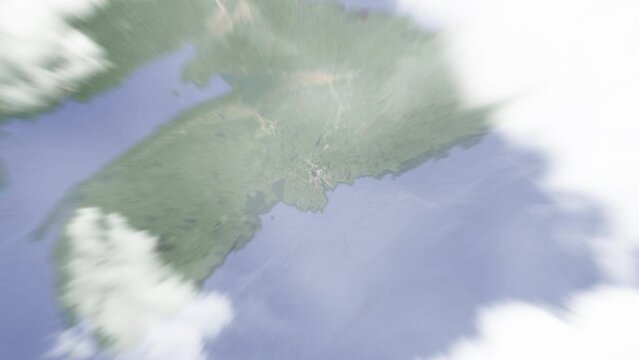 Zoom in from space and focus on Canada, Halifax. 3D Animation. Background for travel intro. Elements of this image furnished by NASA