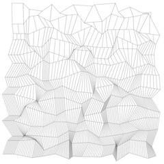 On a white background, a grid of black lines in the form of 3d