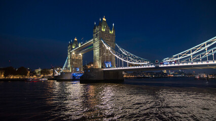 Night view of Tower Bridge in London