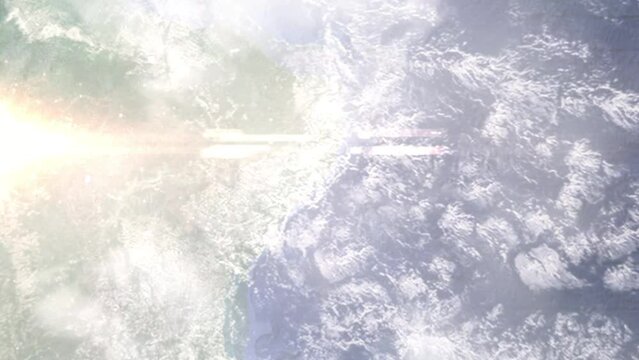 Zoom in from space and focus on Brazil, Maceio. 3D Animation. Background for travel intro. Elements of this image furnished by NASA