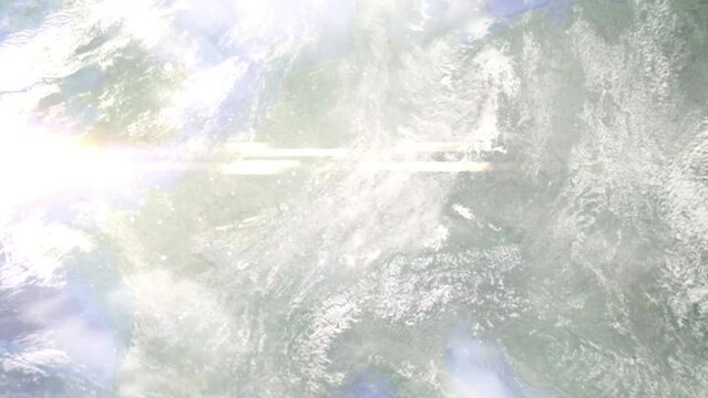 Zoom in from space and focus on Germany, Mannheim. 3D Animation. Background for travel intro. Elements of this image furnished by NASA