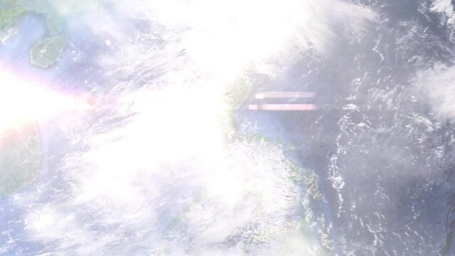 Zoom in from space and focus on Philippines, Pasig. 3D Animation. Background for travel intro. Elements of this image furnished by NASA