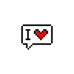 Obraz premium pixel heart icon vector Chat symbol with i love you vector 
