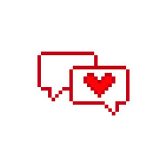 Fototapeta premium pixel heart icon vector Chat symbol with heart vector