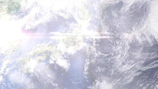 Zoom in from space and focus on Japan, Ichikawa. 3D Animation. Background for travel intro. Elements of this image furnished by NASA	