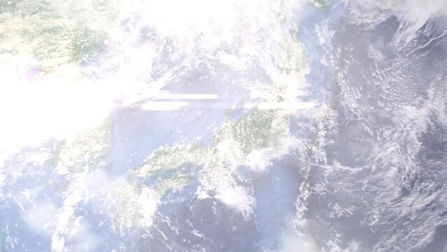 Zoom in from space and focus on Japan, Kanazawa. 3D Animation. Background for travel intro. Elements of this image furnished by NASA