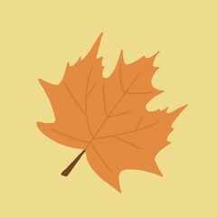 Orange autumn maple leaf - Procreate illustration sticker