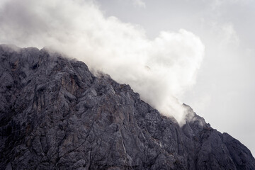 Clouds, rock mountain texture background, copy space, Julijske Alpe, Alpi Giulie, Julian Alps,...