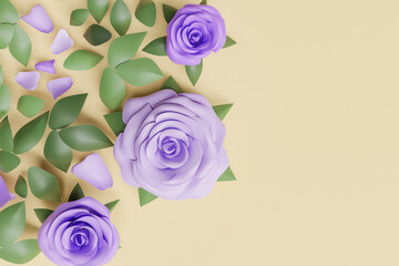 background with 3d roses in very peri color