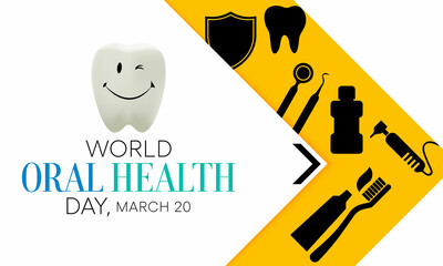 World Oral Health day is observed annually on March 20, a year long campaign dedicated to raising global awareness of the issues around oral health and the importance of oral hygiene. Vector art