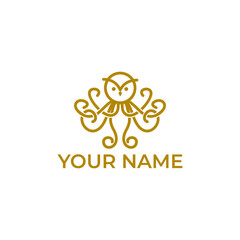 octopus with owl logo design