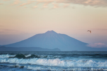 Tyatya volcano at sunset, Kunashir, South Kuriles