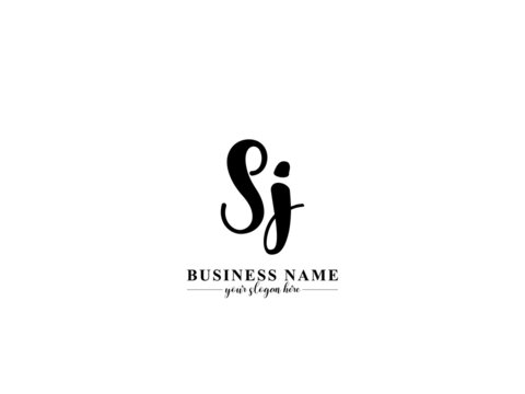 Alphabet SJ or js Initial Signature Logo, Monogram Signature sj Letter Logo Icon Design for baby kids boom family and children business