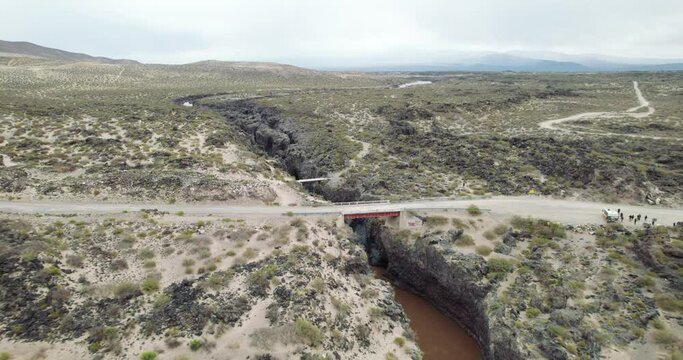The famous route 40, Argentina.  Crossing the Payunia, Mendoza. Nature reserve located in the province of Mendoza, Argentina.
