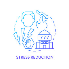 Stress reduction blue gradient concept icon. Health and wellness. Gambling positive effect abstract idea thin line illustration. Isolated outline drawing. Arial, Myriad Pro-Bold fonts used