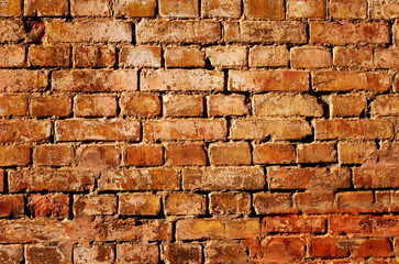 Background of old red brick wall