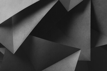 Geometric shapes of black paper, composition abstract