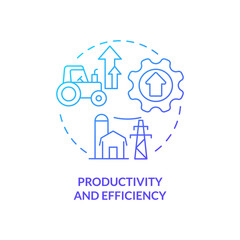 Productivity and efficiency blue gradient concept icon. RE economic benefits abstract idea thin line illustration. Isolated outline drawing. Roboto-Medium, Myriad Pro-Bold fonts used