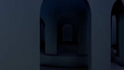 Fototapeta premium Black arched interior background 3d rendering