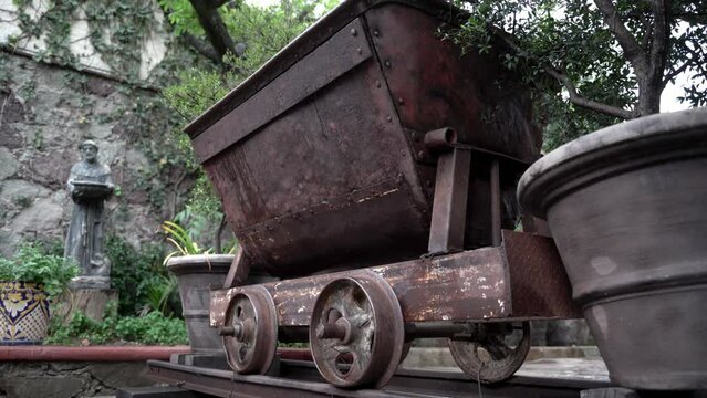 Old rail wagon in the middle of the park