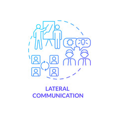 Lateral communication blue gradient concept icon. Informal discussions abstract idea thin line illustration. Professional conversation type. Isolated outline drawing. Myriad Pro-Bold font used