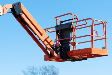 telescopic platform crane lift hydraulic orange heavy