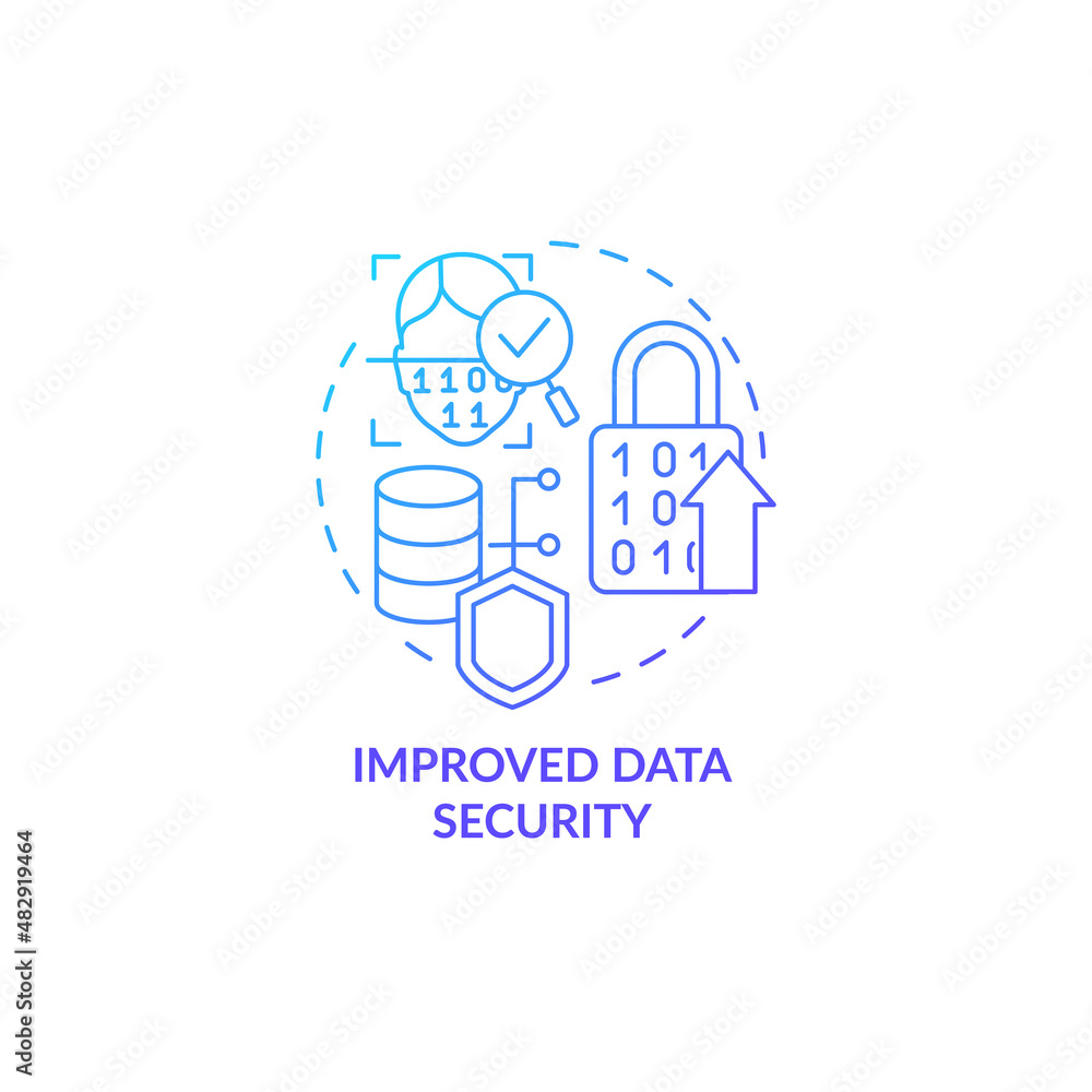 Poster improved data security blue gradient concept icon. incrcease cyber safety. online technology. web 3 
