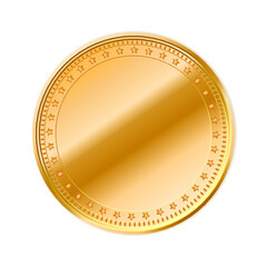 Empty golden coin sign isolated on a white background