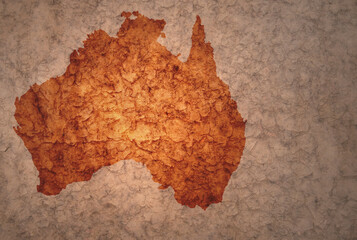 map of australia on a old vintage crack paper background